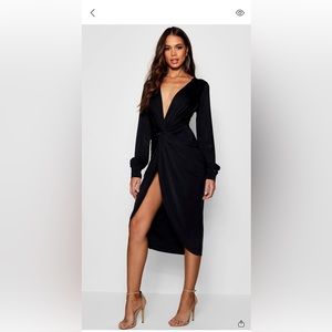 BooHoo Slinky Wrap Midi Dress
